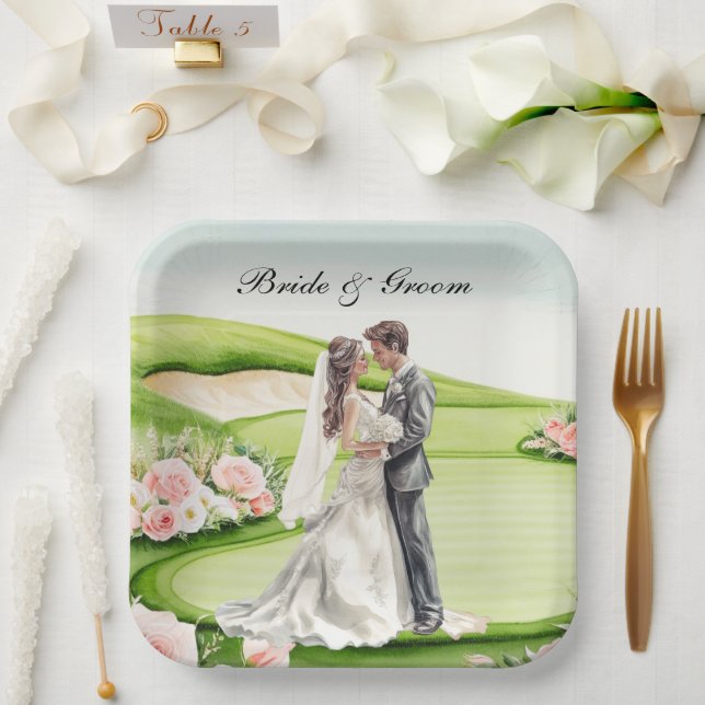 Golf Wedding themed on golf course Paper Plate (Wedding)