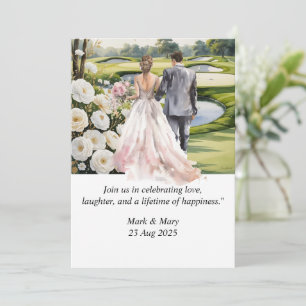 Golf Wedding themed watercolor Invitation