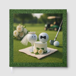 Golf Wedding with balls on green grass bride groom Guest Book