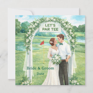 Golf Wedding with bride and groom at club house Invitation