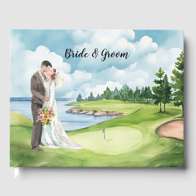 Golf Wedding with bride and groom  Guest Book (Front)
