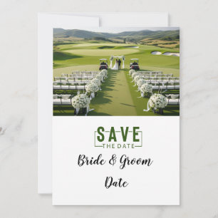 Golf Wedding with bride and groom  Invitation