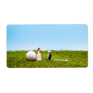 Golf wedding with bride and groom return address