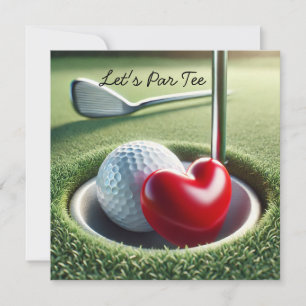 Golf WEDDING with golf ball on putting green Invitation