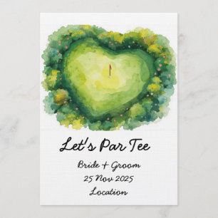 Golf Wedding with heart shape on golf course Invitation