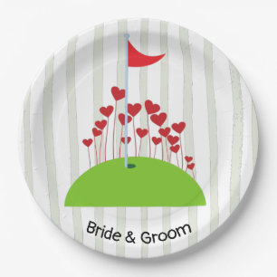 Golf wedding with lots of love at golf flag golfer paper plate