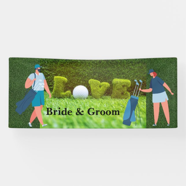 Golf Wedding with LOVE and golfers  Banner (Horizontal)