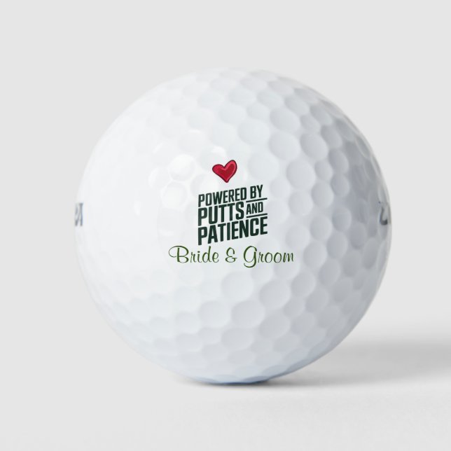 Golf  Wedding with script name bride and groom  Balls (Front)