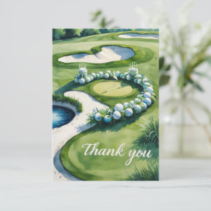 Golf Wedding with Text on golf course Thank You Card