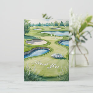 Golf Wedding with Text on golf course Thank You Card