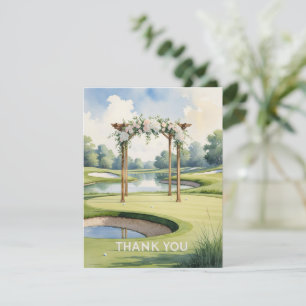 Golf Wedding with Text on golf course  Thank You Card