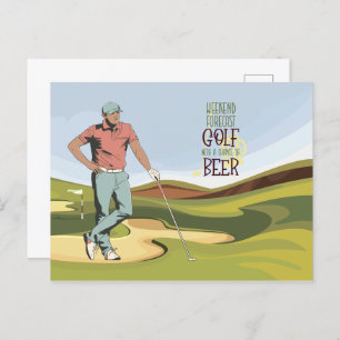 Golf weekend broadcast golf and beer postcard