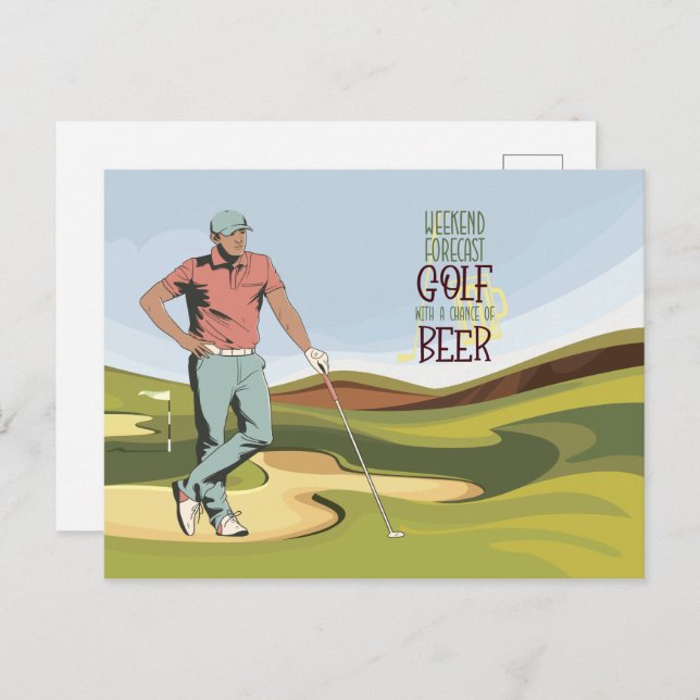 Golf weekend broadcast golf and beer postcard (Front/Back)