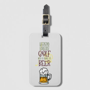 Golf weekend with ball and beer  luggage tag