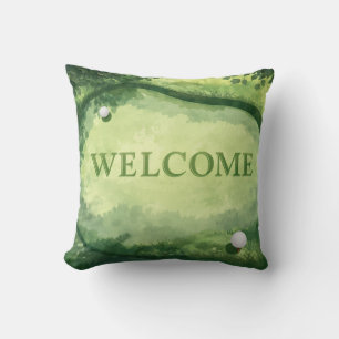 Golf Welcome on green grass Cushion