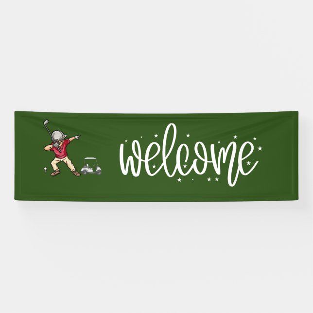 Golf welcome with golf ball and tee banner (Horizontal)