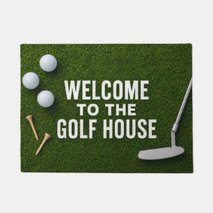 Golf welcome with golf ball and tee doormat
