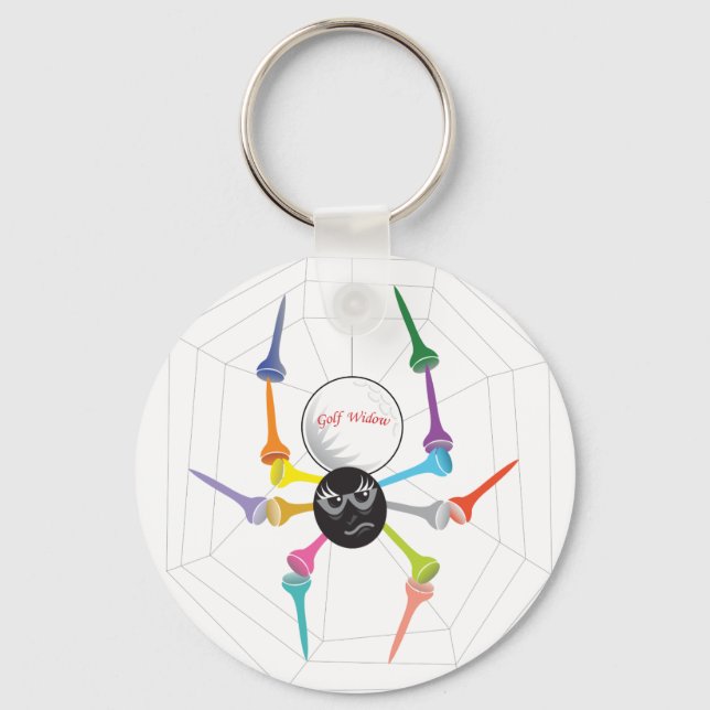 Golf Widow Black Widow Spider Tees Key Ring (Front)