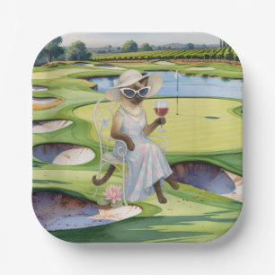 Golf Wine Tasting Event for Cat lovers Paper Plate