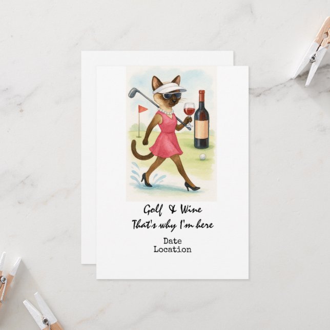 Golf Wine Tasting Event Invitation  (Front/Back In Situ)