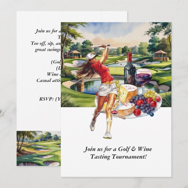 Golf & Wine Tasting Tournament Invitation (Front/Back)