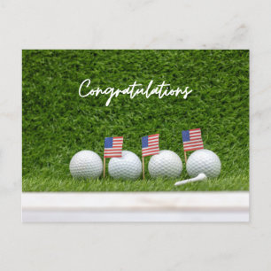 Golf with flag of American Congratulations Postcard