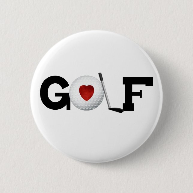 Golf with Golf Ball 6 Cm Round Badge (Front)
