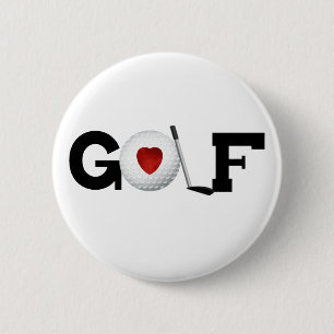 Golf with Golf Ball 6 Cm Round Badge