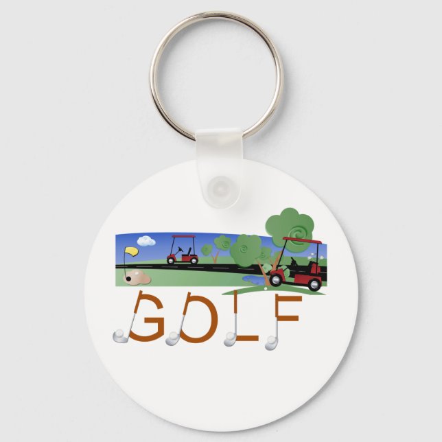 Golf With Golf Carts Tshirts and Gifts Key Ring (Front)