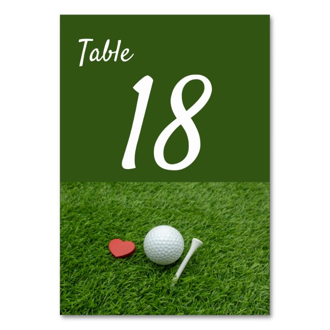 Golf with love on green grass table number (Front)