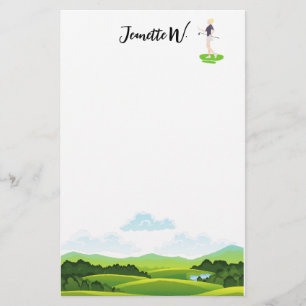 Golf with Name Cart golfer golfing Woman golfer S Stationery