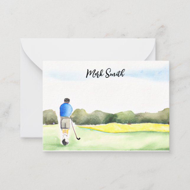 Golf with Name for golfer  Note Card (Front)