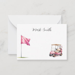 Golf with Name for golfer with golf cart at flag  Card