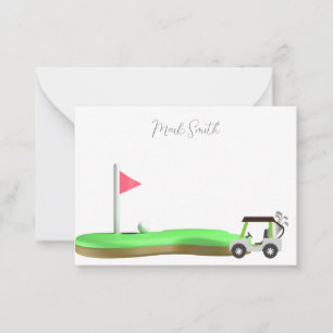 Golf with Name for golfer with golf cart at flag  Card