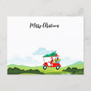 Golf with Name Merry Christmas Santa Claus Postcard