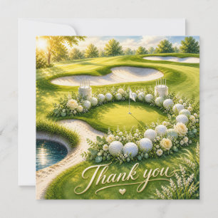 Golf with text on golf course watercolor style thank you card