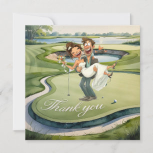 Golf with text on golf course watercolor style thank you card