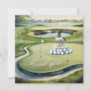 Golf with text on golf course watercolor style thank you card
