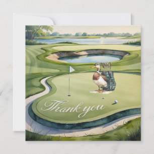 Golf with text on golf course watercolor style thank you card