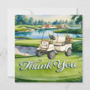 Golf with text on golf course wedding thank you card