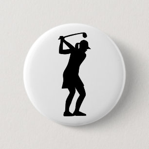 Golf woman 6 cm round badge