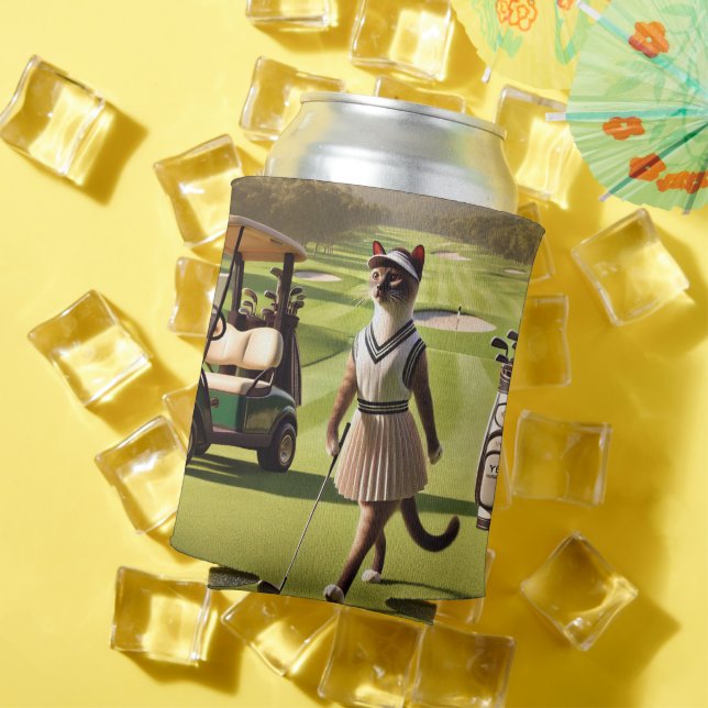 Golf Woman Golfer for Cat Lover Can Cooler (In Situ Summer)