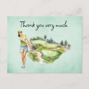 Golf Woman golfer in golf course Postcard