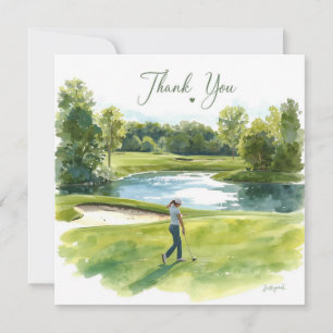 Golf Woman golfer is golfing in golf course  Card