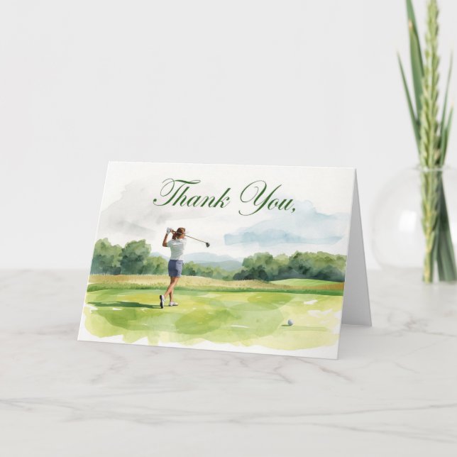 Golf Woman golfer is golfing in golf course  Card (Front)