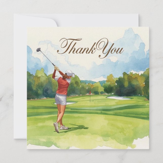 Golf Woman golfer is golfing in golf course  Card (Front)