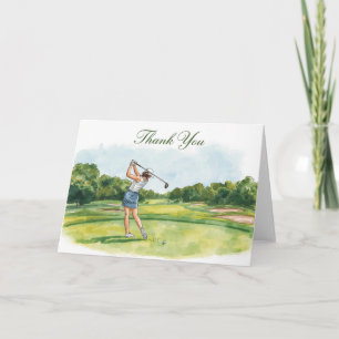 Golf Woman golfer is golfing in golf course Card