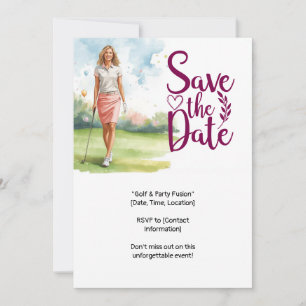 Golf  woman golfer is golfing on green  invitation