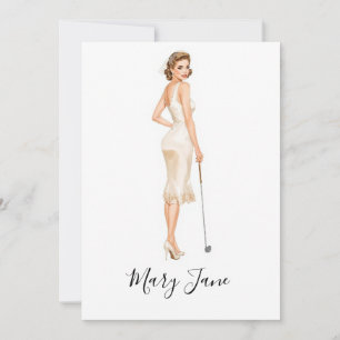 Golf Woman golfer on golf course Bridal Invitation