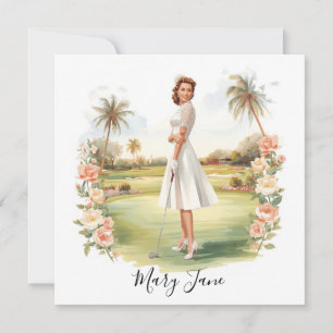 Golf Woman golfer on golf course Bridal Invitation
